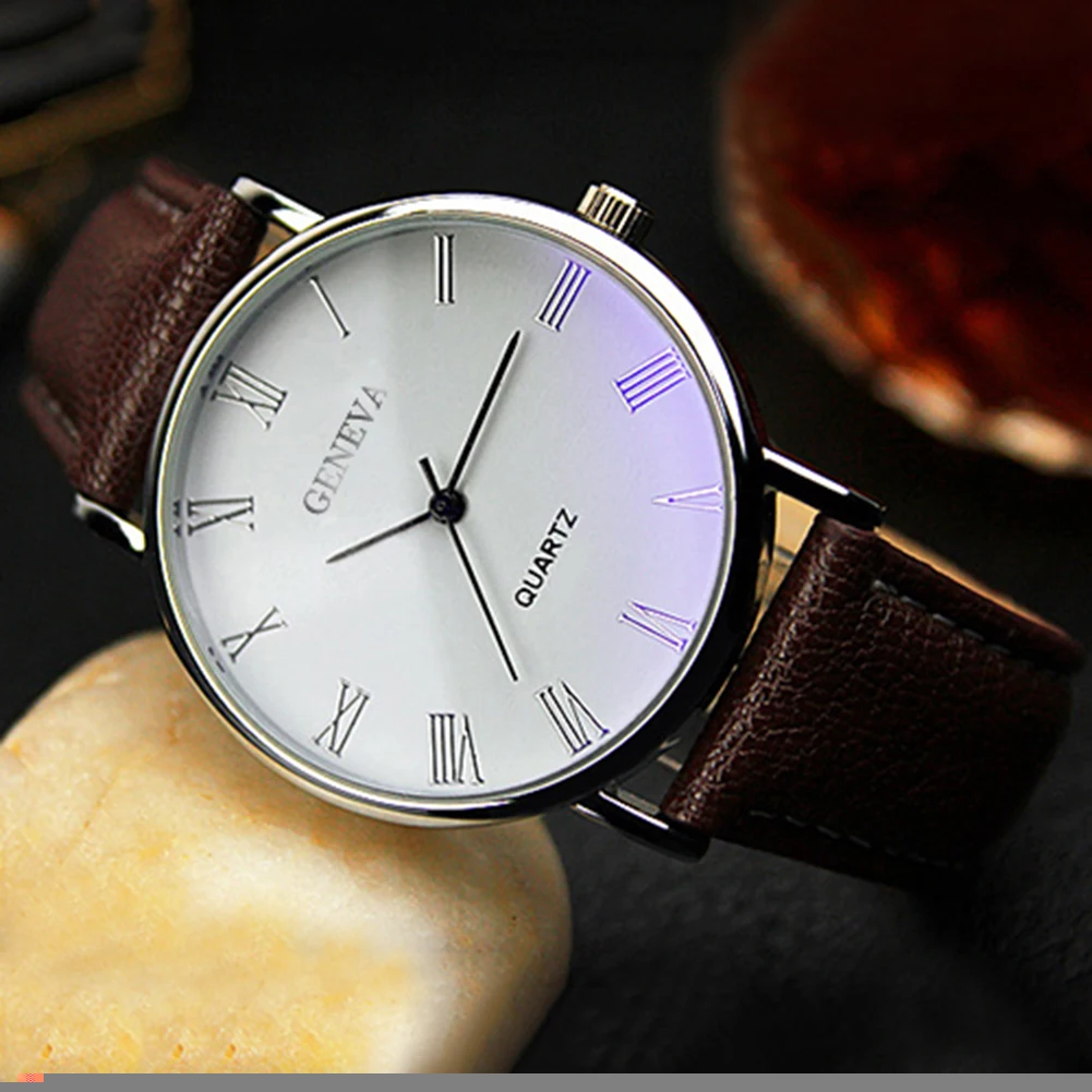 Hot Sale Geneva Men Watches Fashion Casual Men's Watches Leather Band Analog Quartz Wristwatches relogio masculino reloj hombre