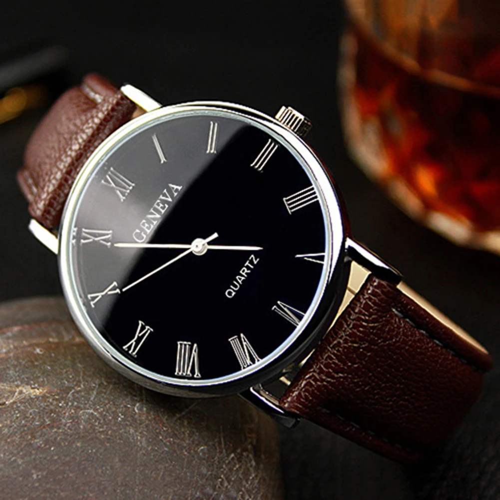 Hot Sale Geneva Men Watches Fashion Casual Men's Watches Leather Band Analog Quartz Wristwatches relogio masculino reloj hombre