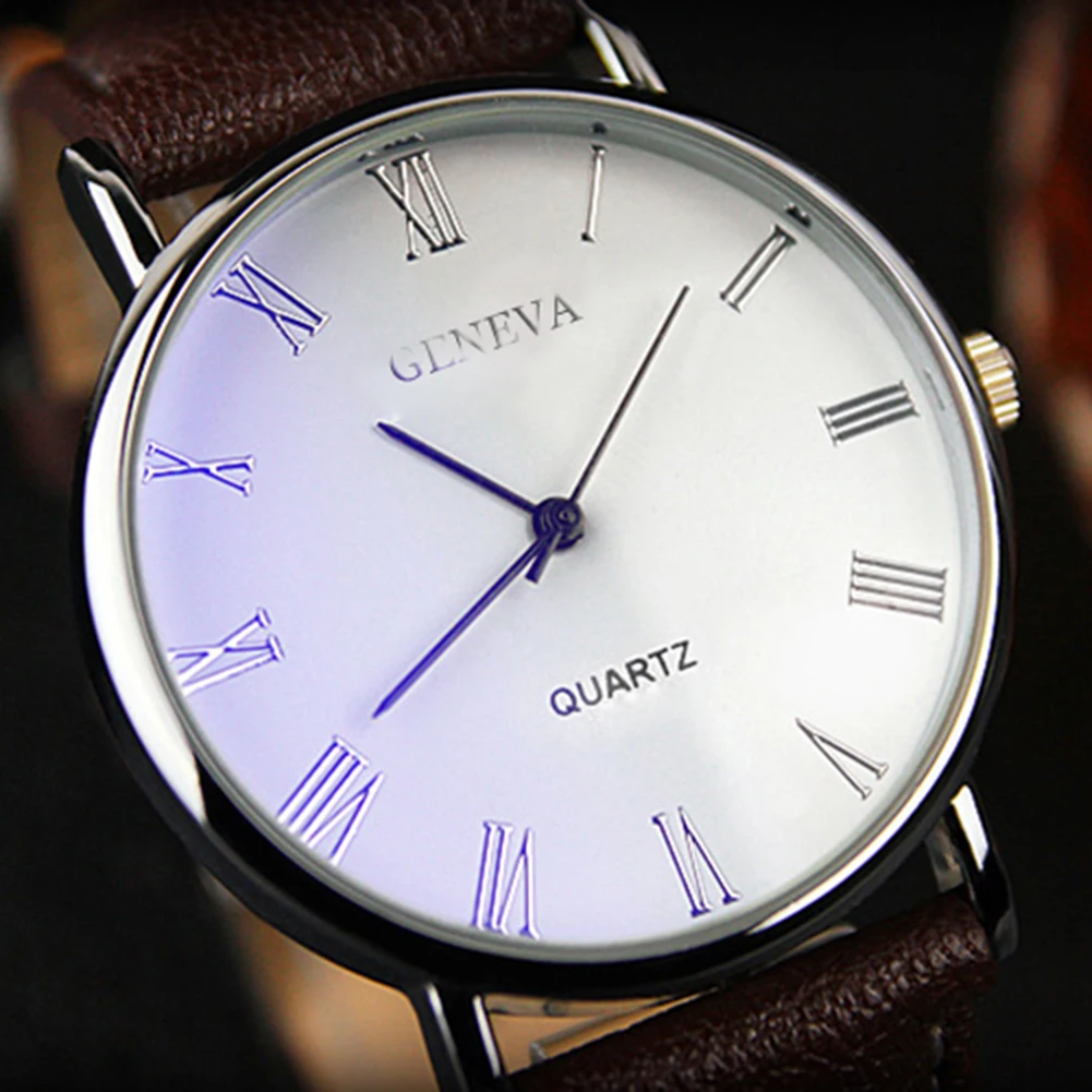 Hot Sale Geneva Men Watches Fashion Casual Men's Watches Leather Band Analog Quartz Wristwatches relogio masculino reloj hombre