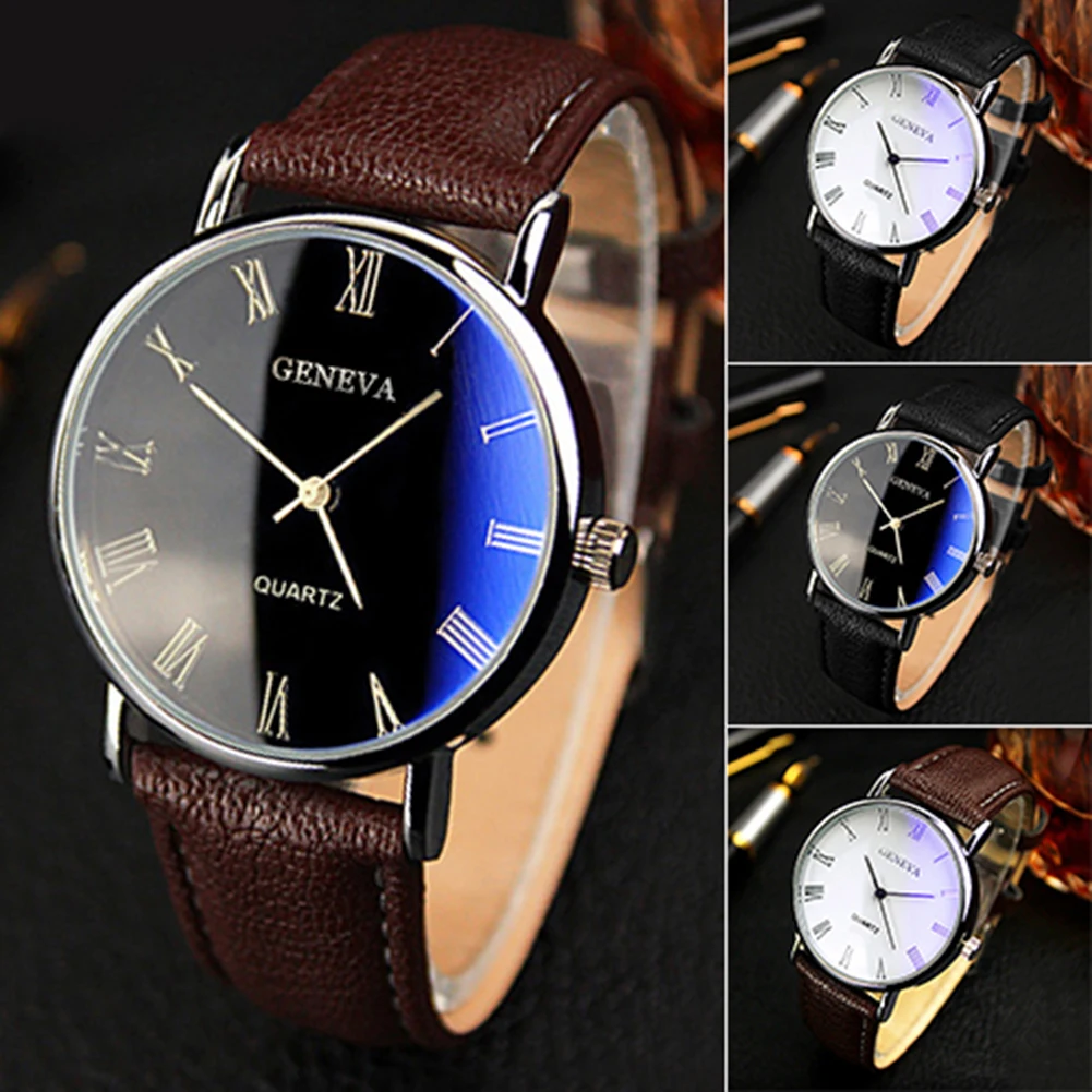 Hot Sale Geneva Men Watches Fashion Casual Men's Watches Leather Band Analog Quartz Wristwatches relogio masculino reloj hombre