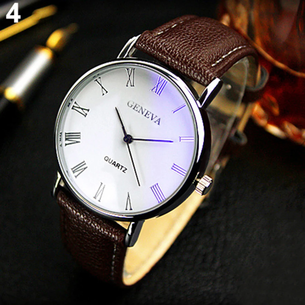 Hot Sale Geneva Men Watches Fashion Casual Men's Watches Leather Band Analog Quartz Wristwatches relogio masculino reloj hombre