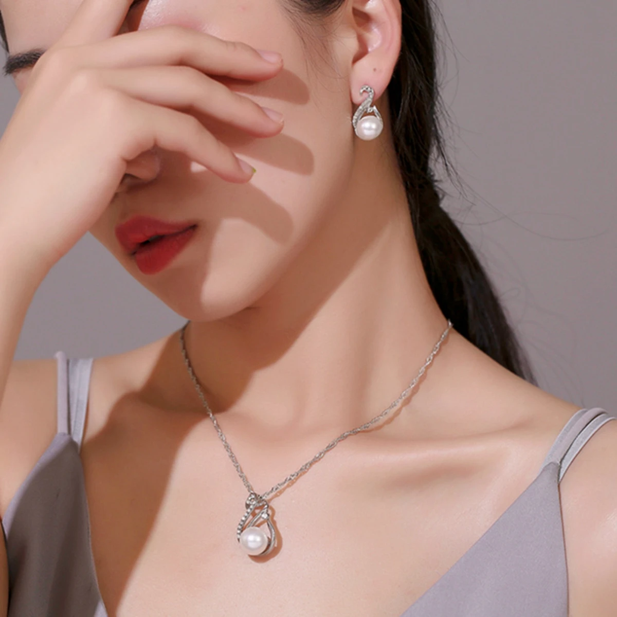 Fashion Silver Color Necklace Earrings Cubic Zirconia Jewelry Sets Elegant Crystal Zircon Jewelry Women Wedding Jewelry Set