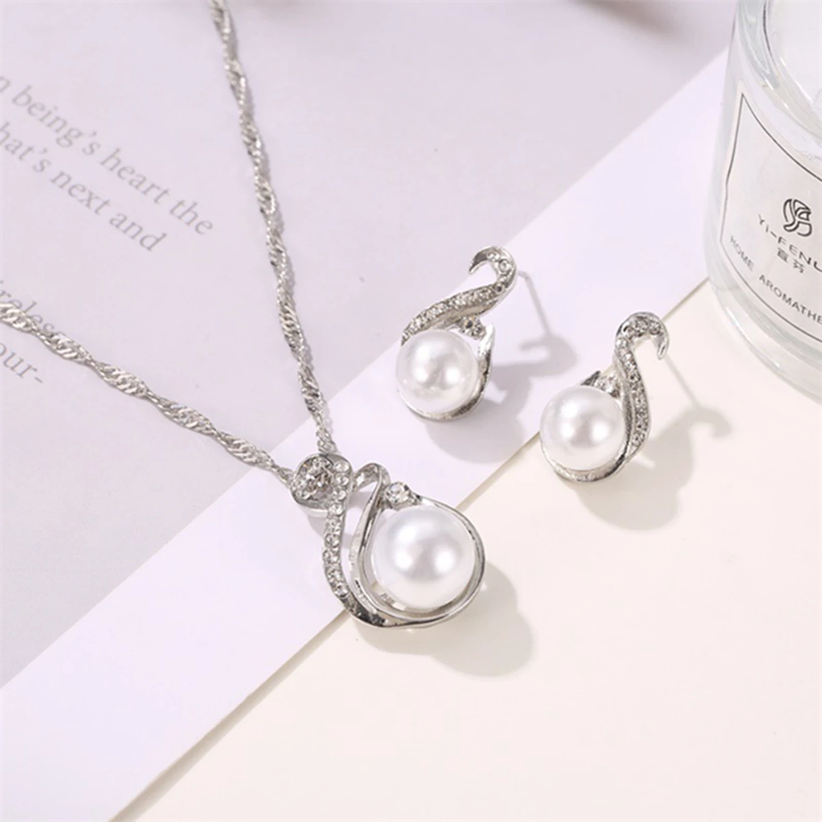 Fashion Silver Color Necklace Earrings Cubic Zirconia Jewelry Sets Elegant Crystal Zircon Jewelry Women Wedding Jewelry Set