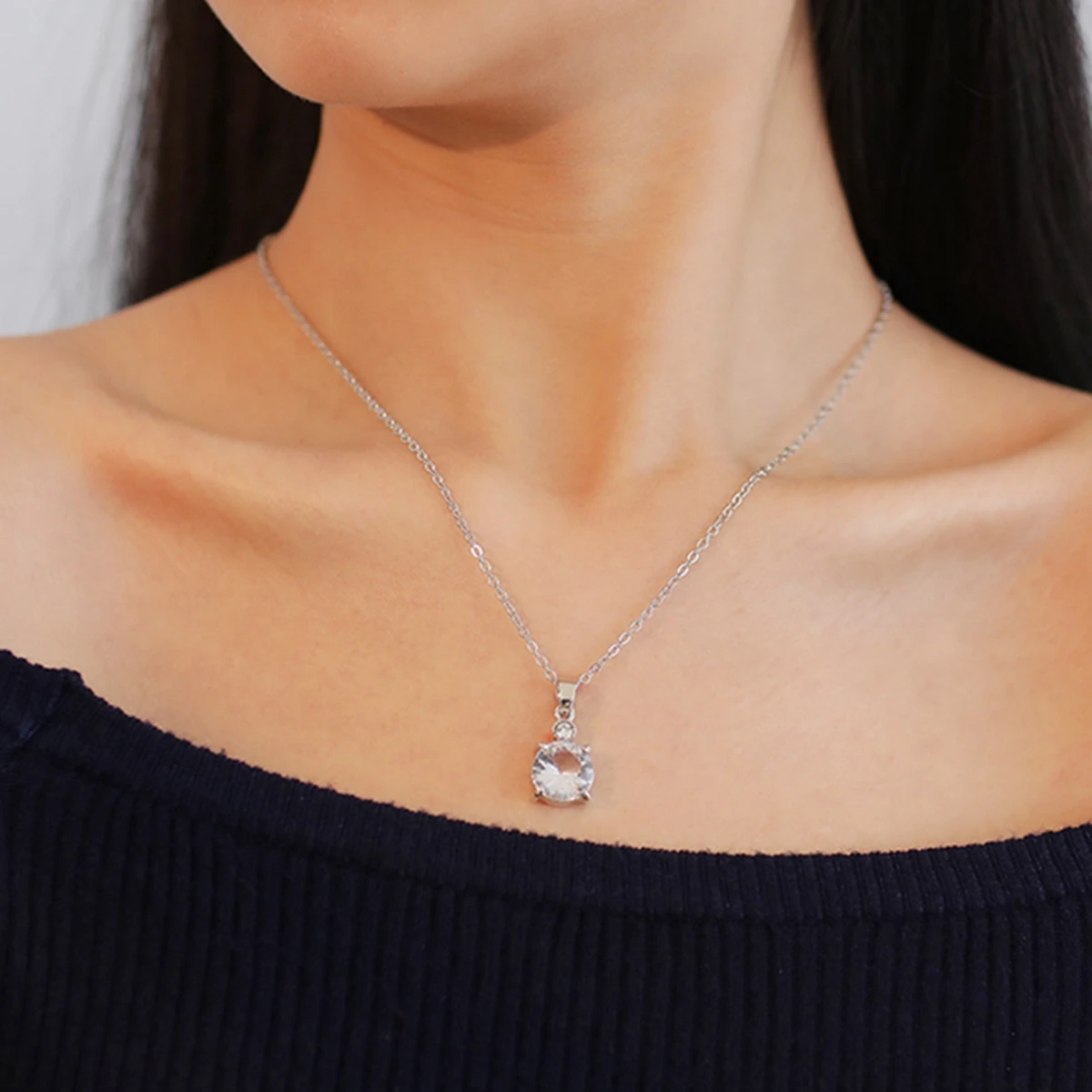 Fashion Silver Color Necklace Earrings Cubic Zirconia Jewelry Sets Elegant Crystal Zircon Jewelry Women Wedding Jewelry Set