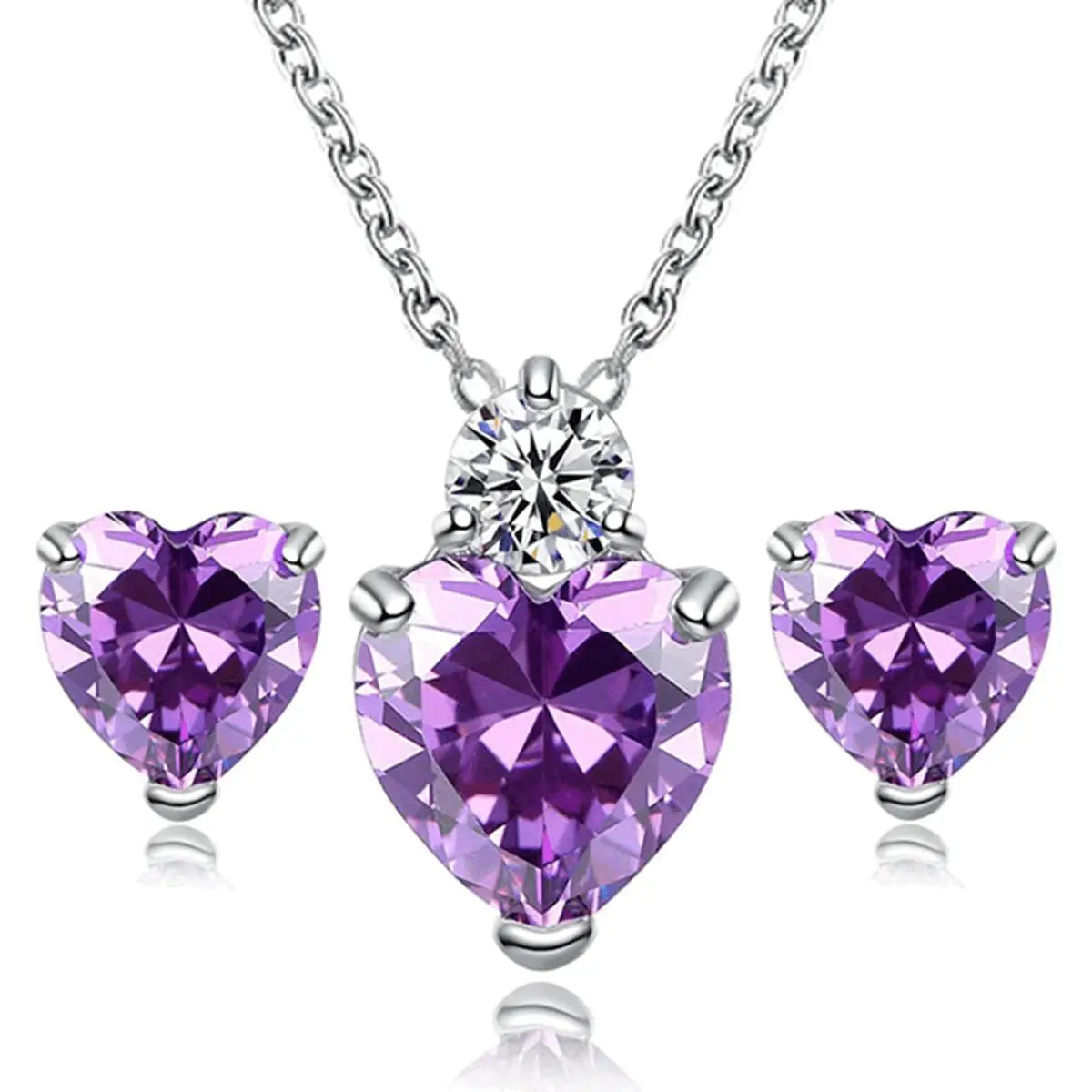 Fashion Silver Color Necklace Earrings Cubic Zirconia Jewelry Sets Elegant Crystal Zircon Jewelry Women Wedding Jewelry Set