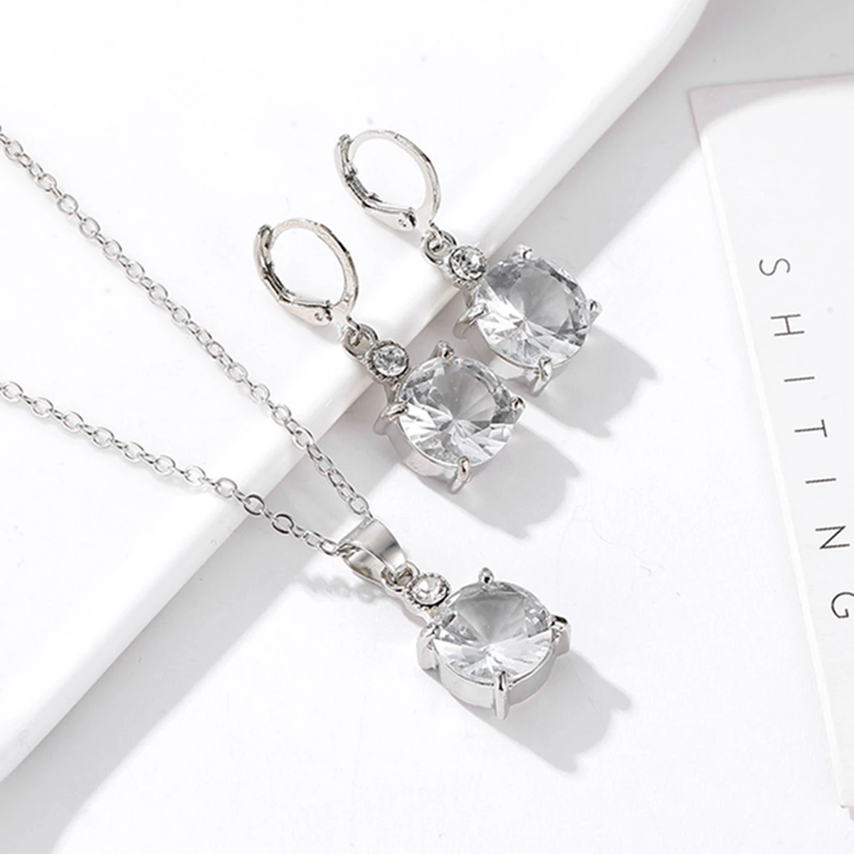 Fashion Silver Color Necklace Earrings Cubic Zirconia Jewelry Sets Elegant Crystal Zircon Jewelry Women Wedding Jewelry Set