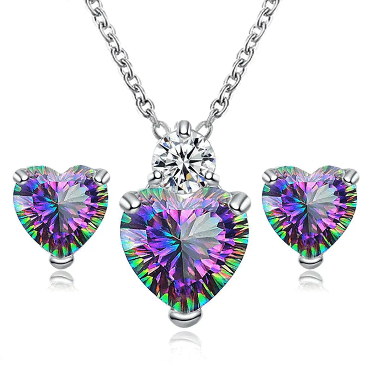 Fashion Silver Color Necklace Earrings Cubic Zirconia Jewelry Sets Elegant Crystal Zircon Jewelry Women Wedding Jewelry Set