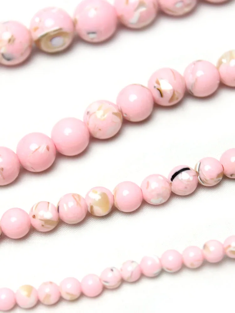 Natural Second Generation Pink Shell Turquoises Stone Loose Round Beads for Jewelry Making Diy Bracelet Necklace 4-12mm 15"
