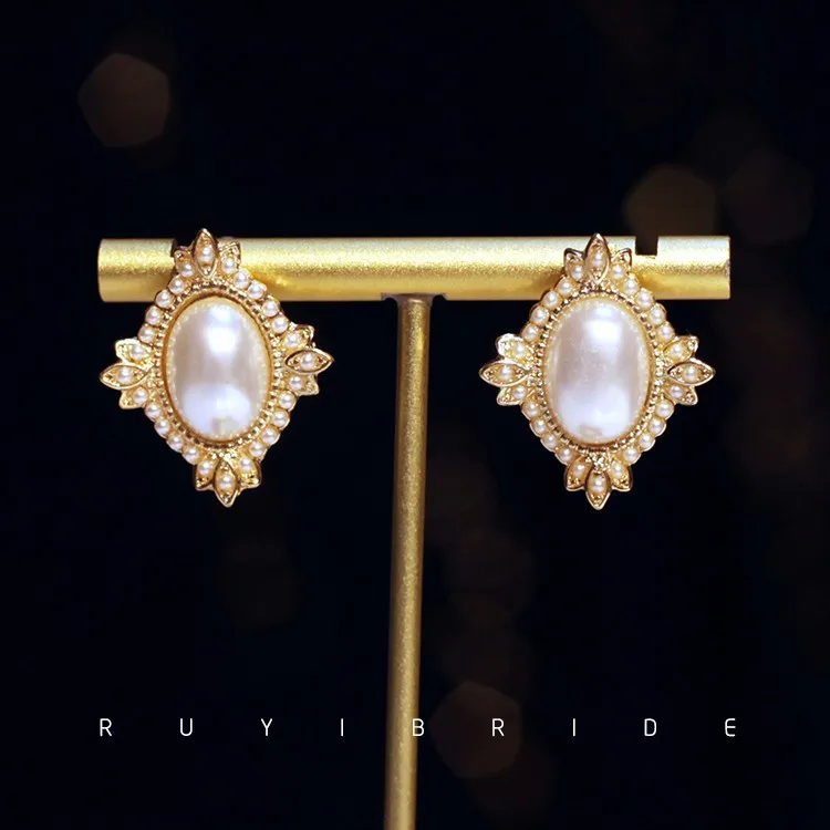 SHMIK Elegant Vintage Palace Full Pearl Pendant Necklace Chains Earrings For Women Lady Classic Exquisite Chorker Chains Jewelry