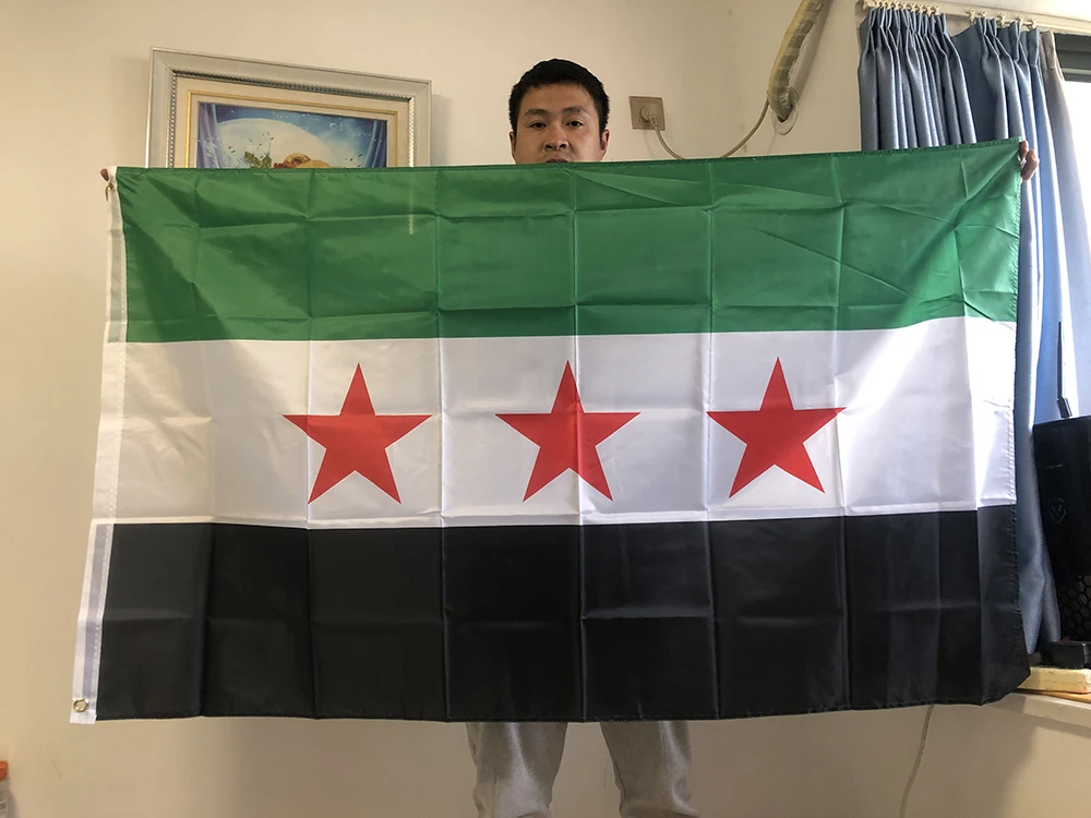 (SKY FLAG) Syria Flag 90*150cm The Syrian Arab Republic Syrian Three Star Flag Banner Hanging Home Decoration Flags