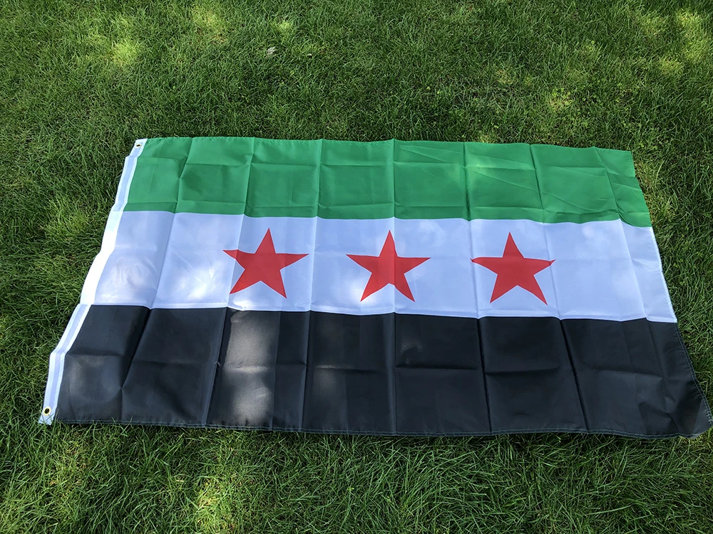 (SKY FLAG) Syria Flag 90*150cm The Syrian Arab Republic Syrian Three Star Flag Banner Hanging Home Decoration Flags