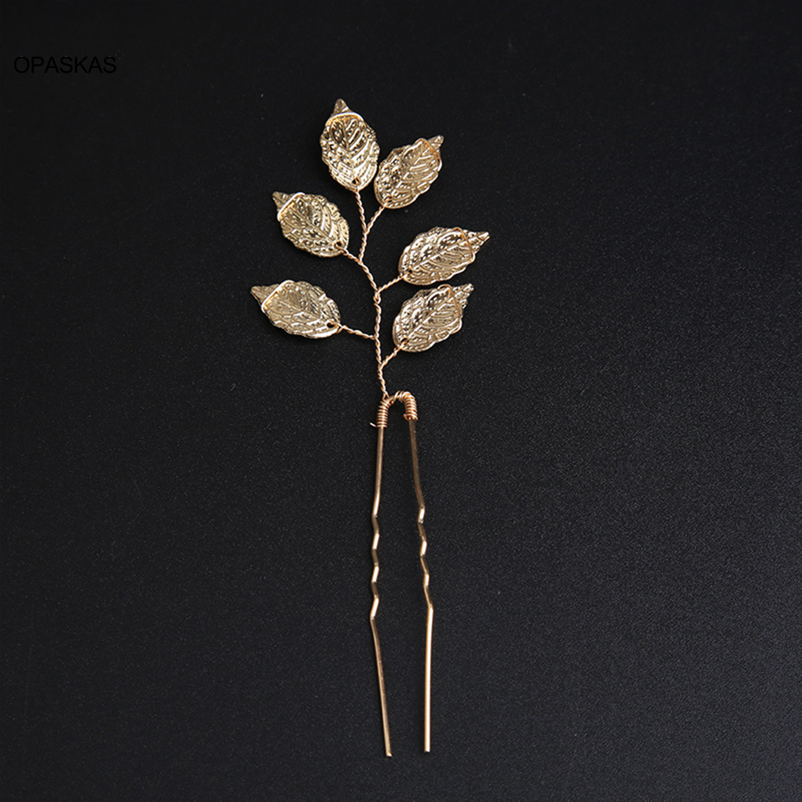 Pearl Hairpin With Side Comb Wedding Hair Accessories Golden Leaf Beads Flower Hair Clip U-shaped Alloy Headwear Fashion Jewelry