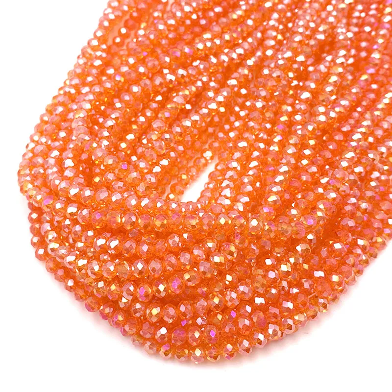 Colorful 2/3/4/6/8mm Rondelle Austria Faceted Crystal Glass Beads Loose Spacer Beads for Jewelry Making DIY Accessories