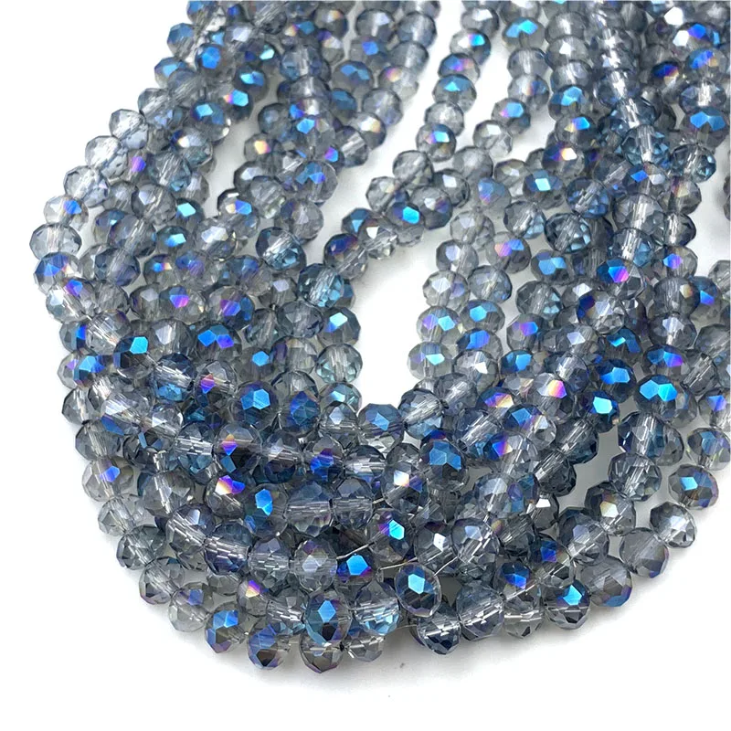 Colorful 2/3/4/6/8mm Rondelle Austria Faceted Crystal Glass Beads Loose Spacer Beads for Jewelry Making DIY Accessories