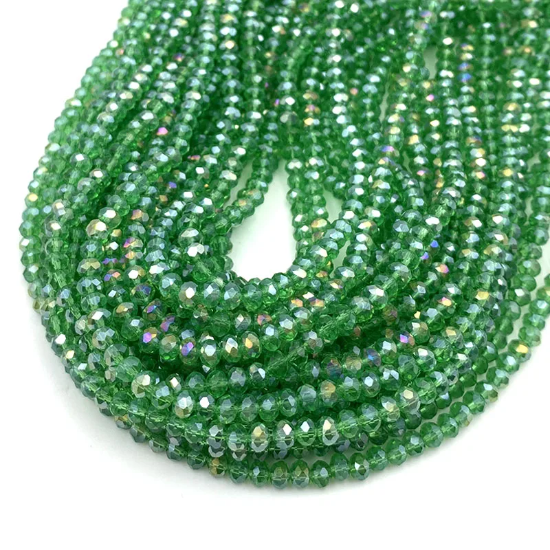 Colorful 2/3/4/6/8mm Rondelle Austria Faceted Crystal Glass Beads Loose Spacer Beads for Jewelry Making DIY Accessories