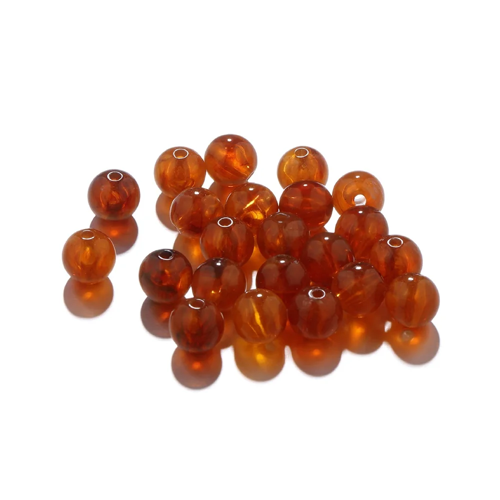 50Pcs 6-10mm Imitation Natural Stone Round Resin Beads Loose Spacer Bead for Jewelry Makeing Bracelet Necklace DIY Accessory