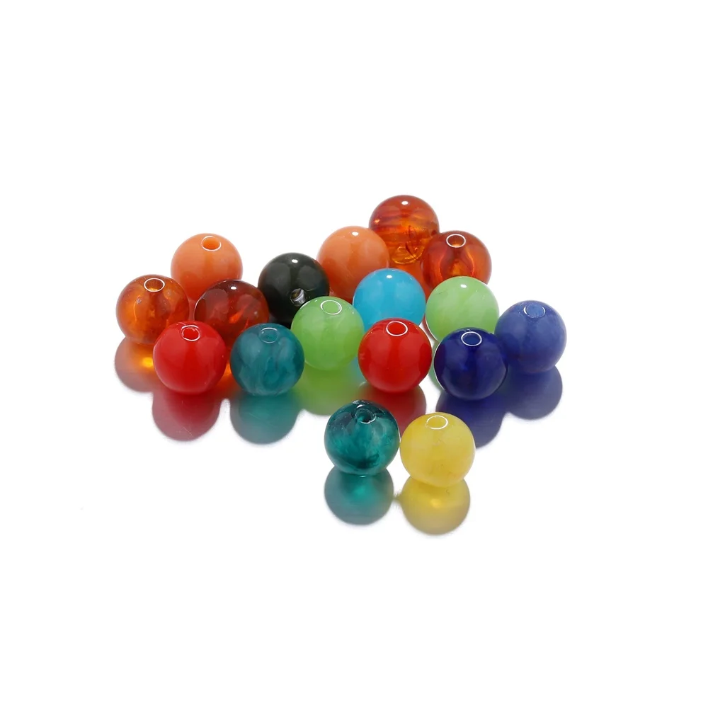 50Pcs 6-10mm Imitation Natural Stone Round Resin Beads Loose Spacer Bead for Jewelry Makeing Bracelet Necklace DIY Accessory