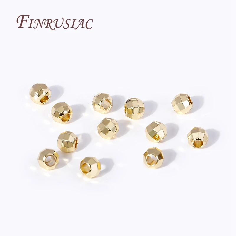 2.5/3/4/5mm 18K Gold Plated Shiny Faceted Round Ball Beads Metal Spacer Beads Bracelets Separator Beads For Jewelry Making