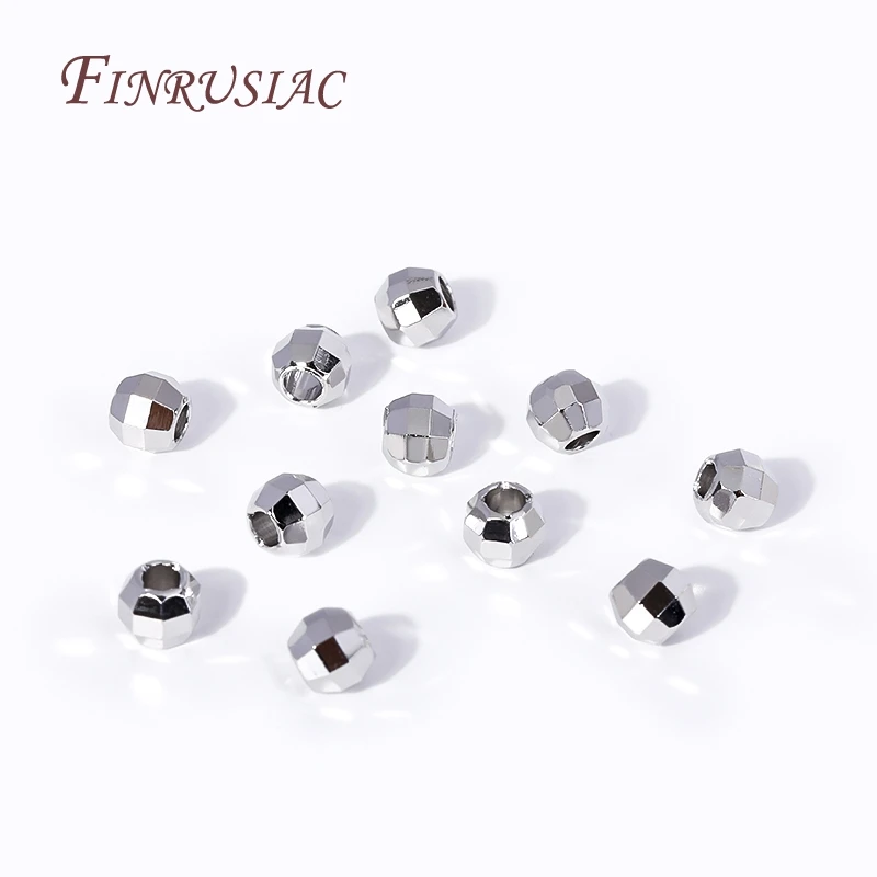 2.5/3/4/5mm 18K Gold Plated Shiny Faceted Round Ball Beads Metal Spacer Beads Bracelets Separator Beads For Jewelry Making