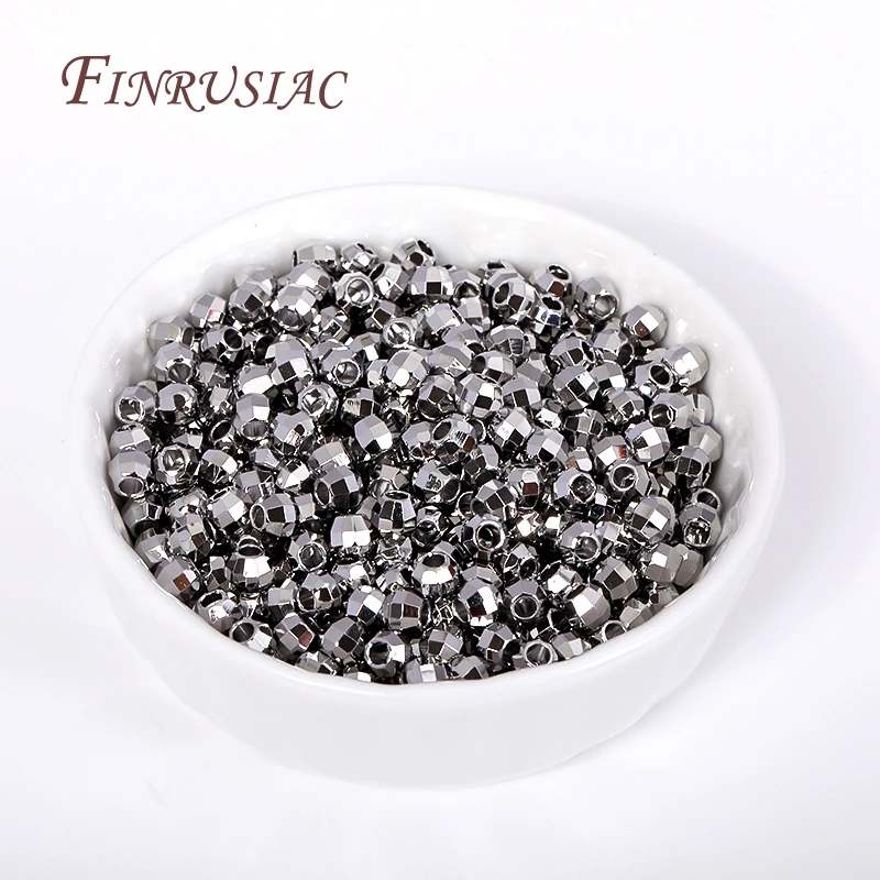 2.5/3/4/5mm 18K Gold Plated Shiny Faceted Round Ball Beads Metal Spacer Beads Bracelets Separator Beads For Jewelry Making