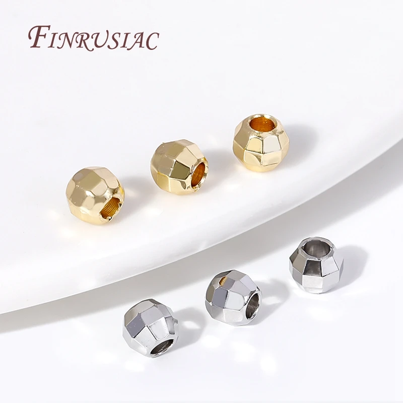 2.5/3/4/5mm 18K Gold Plated Shiny Faceted Round Ball Beads Metal Spacer Beads Bracelets Separator Beads For Jewelry Making