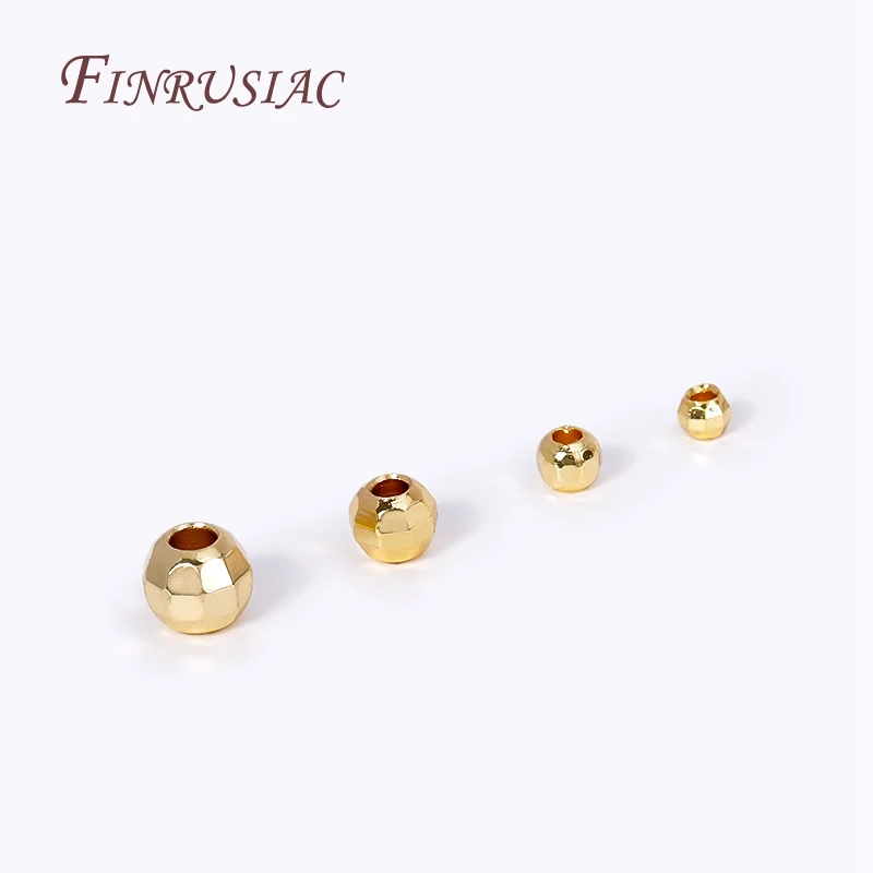 2.5/3/4/5mm 18K Gold Plated Shiny Faceted Round Ball Beads Metal Spacer Beads Bracelets Separator Beads For Jewelry Making