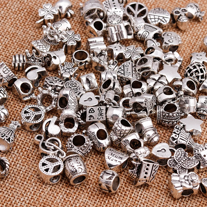 Mixed 25pcs Designer Charms Pendants Flowers Heart BFF Skull Alloy Charms Beads For DIY Jewelry Making Brand Bracelets & Bangles