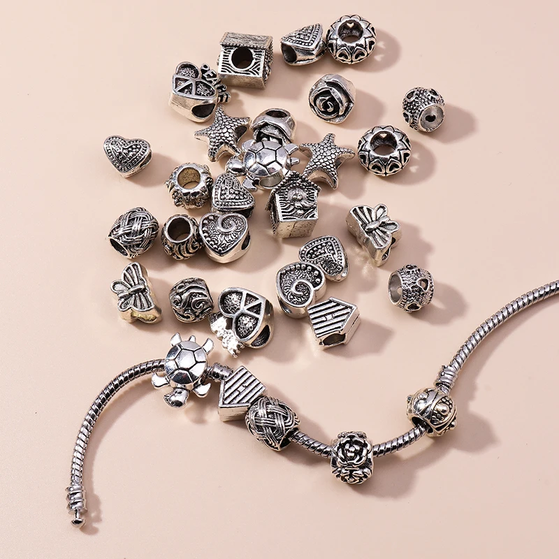 Mixed 25pcs Designer Charms Pendants Flowers Heart BFF Skull Alloy Charms Beads For DIY Jewelry Making Brand Bracelets & Bangles