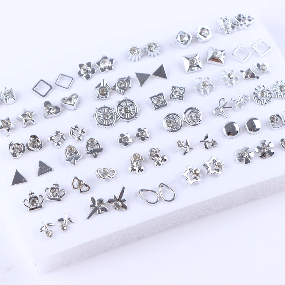 36Pairs/Lot Fashion Colorful Rhinestone Stud Earring Women Girls Animal Fruit Piercing Jewelry Wedding Party Gifts Mixed Style