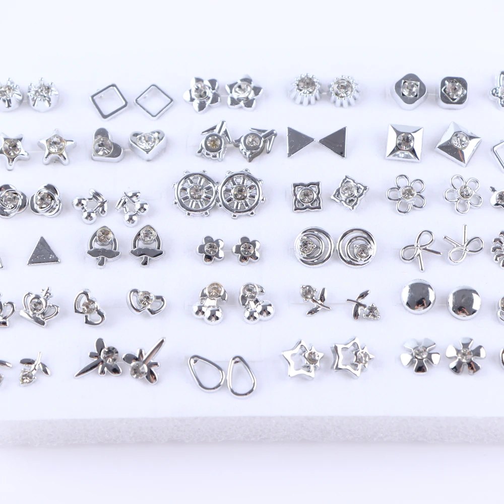 36Pairs/Lot Fashion Colorful Rhinestone Stud Earring Women Girls Animal Fruit Piercing Jewelry Wedding Party Gifts Mixed Style