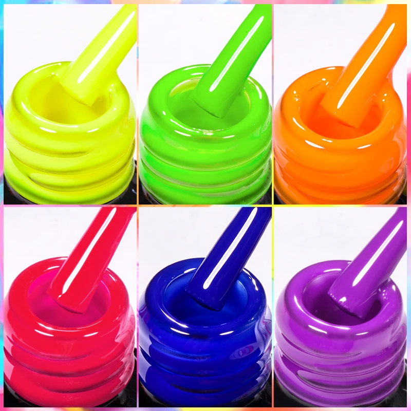 MEET ACROSS 7ml Orange Red Pink Gel Nail Polish Laser Sparkling Soak Off Semi Permanent Nail Art UV Gel Varnishes Spring Summer