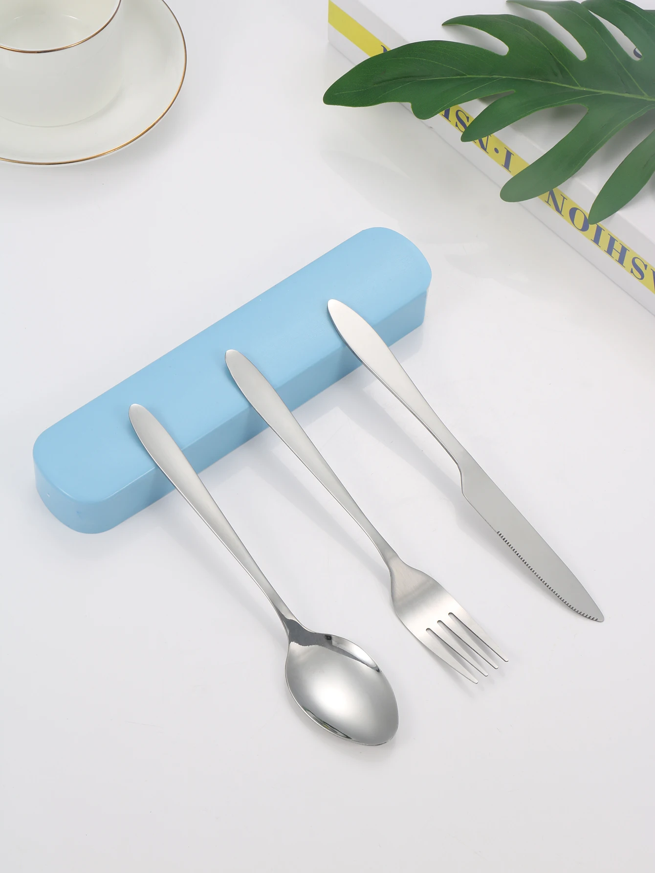 3pc Portable Suit Students Go to School Dining Suit His Knife and Fork Spoon with Receive a Case