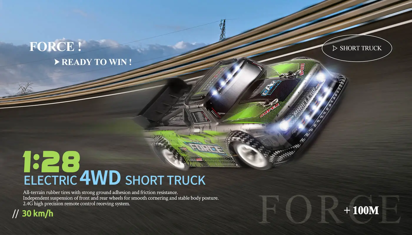 WLtoys 284131 1:28 4WD 2.4G Mini RC Racing Car High Speed Off-Road Remote Control LED Light Drift Alloy Truck Boys Toy Kids Gift