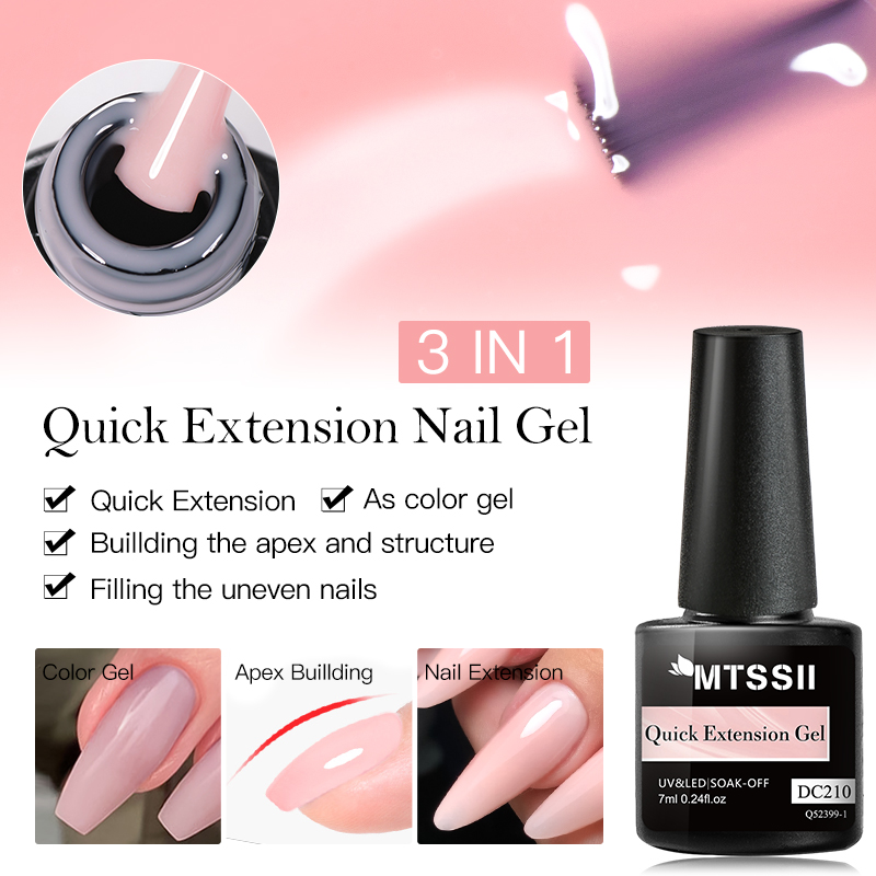Mtssii 7ML Quick Extension Nail Gel Vernis Semi Permanent Acrylic Crystal Pink Clear Nude Gel Nail Polish UV Construction Gel