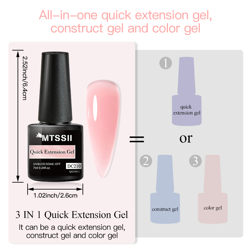 Mtssii 7ML Quick Extension Nail Gel Vernis Semi Permanent Acrylic Crystal Pink Clear Nude Gel Nail Polish UV Construction Gel