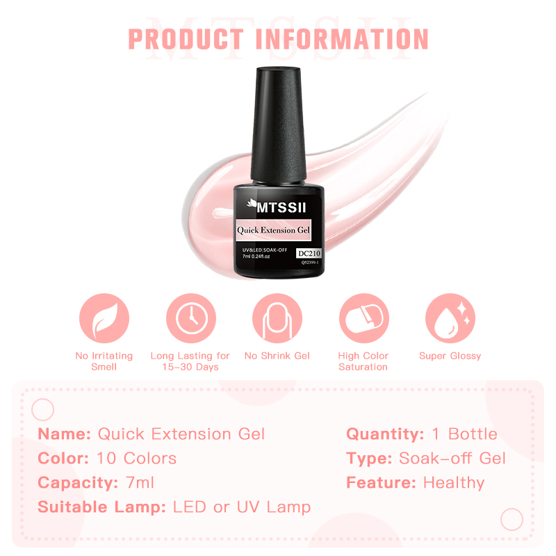 Mtssii 7ML Quick Extension Nail Gel Vernis Semi Permanent Acrylic Crystal Pink Clear Nude Gel Nail Polish UV Construction Gel