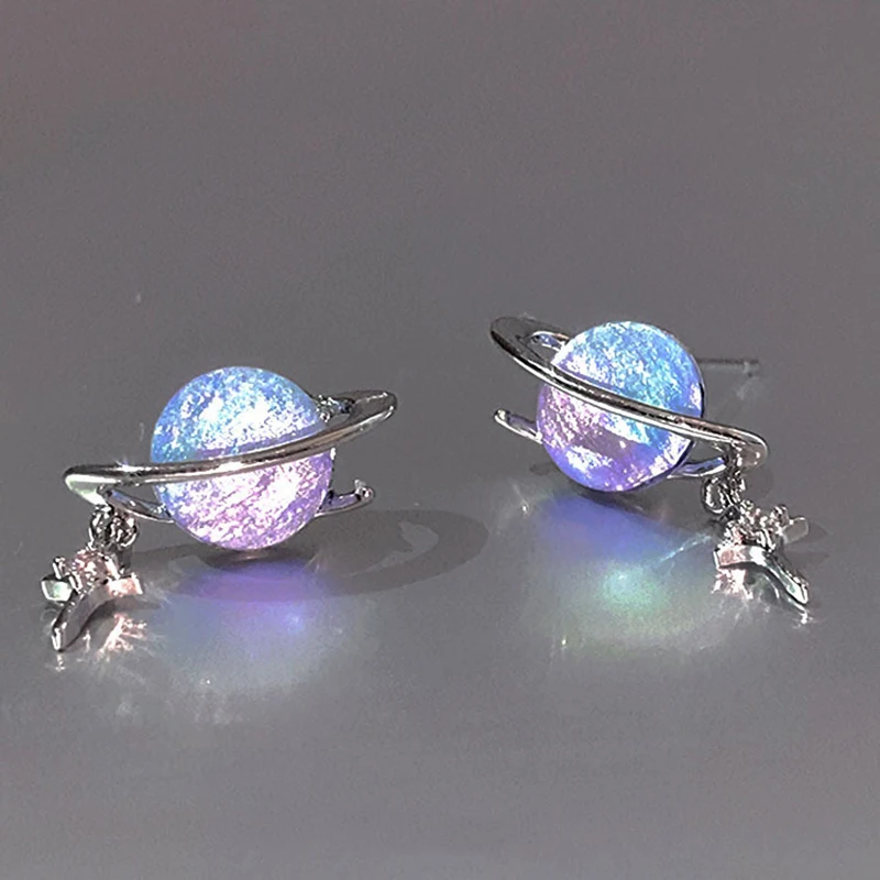 New Round Woman Earrings Planet Girl Cat Eye Personality Hundred Match Earrings Engagement Exquisite Jewellery Gifts