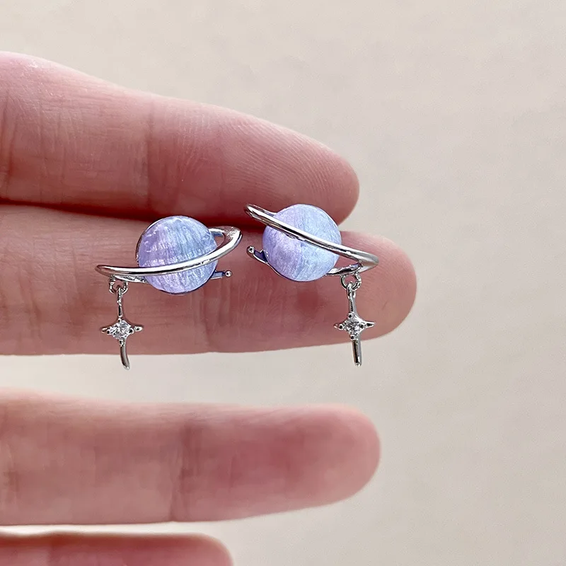 New Round Woman Earrings Planet Girl Cat Eye Personality Hundred Match Earrings Engagement Exquisite Jewellery Gifts