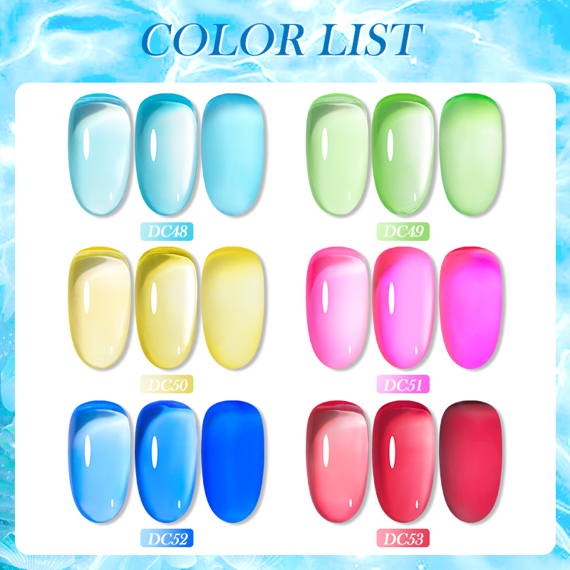 Mtssii 7ML 6PCs/Set Jelly Glass Gel Nail Polish Set Sea Blue Semi-transparent Nail Gel Semi Permanent UV Gel Polish Varnishes