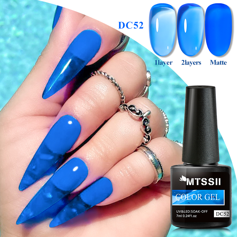Mtssii 7ML 6PCs/Set Jelly Glass Gel Nail Polish Set Sea Blue Semi-transparent Nail Gel Semi Permanent UV Gel Polish Varnishes