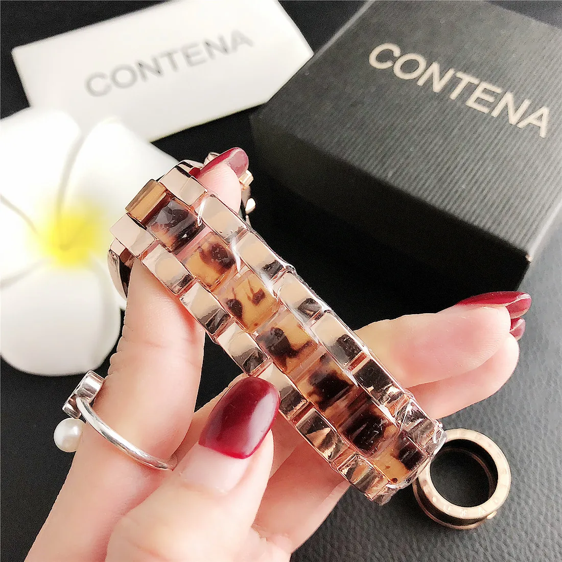 Contena Brand Luxury Women's Watch Fashion Rhinestones Stainless Steel Quartz Watch Simple Elegant Ladies Watch Reloj Mujer
