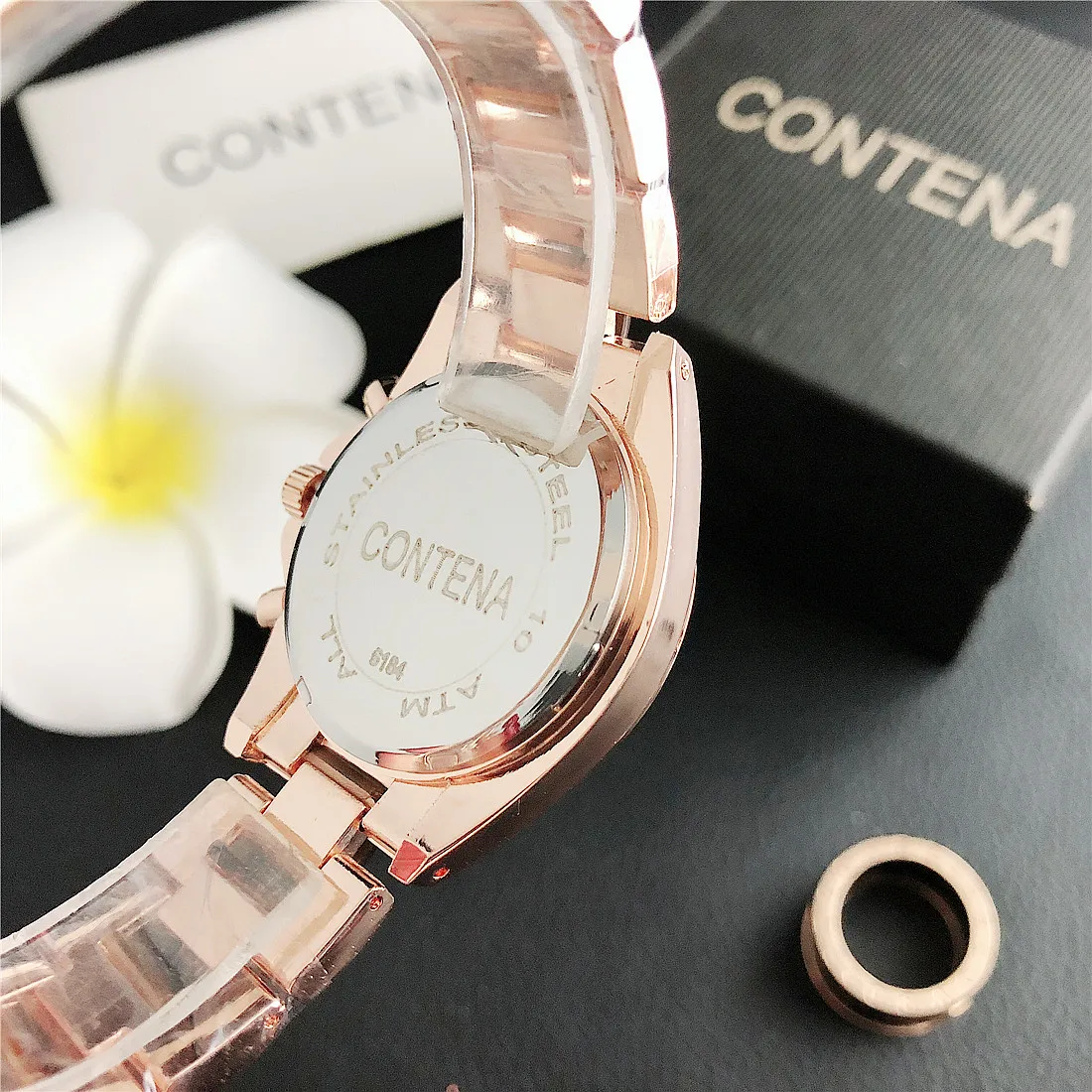 Contena Brand Luxury Women's Watch Fashion Rhinestones Stainless Steel Quartz Watch Simple Elegant Ladies Watch Reloj Mujer