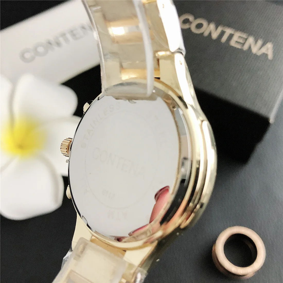 Contena Brand Luxury Women's Watch Fashion Rhinestones Stainless Steel Quartz Watch Simple Elegant Ladies Watch Reloj Mujer