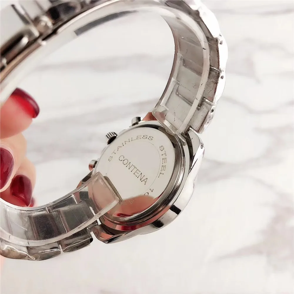 Contena Brand Luxury Women's Watch Fashion Rhinestones Stainless Steel Quartz Watch Simple Elegant Ladies Watch Reloj Mujer