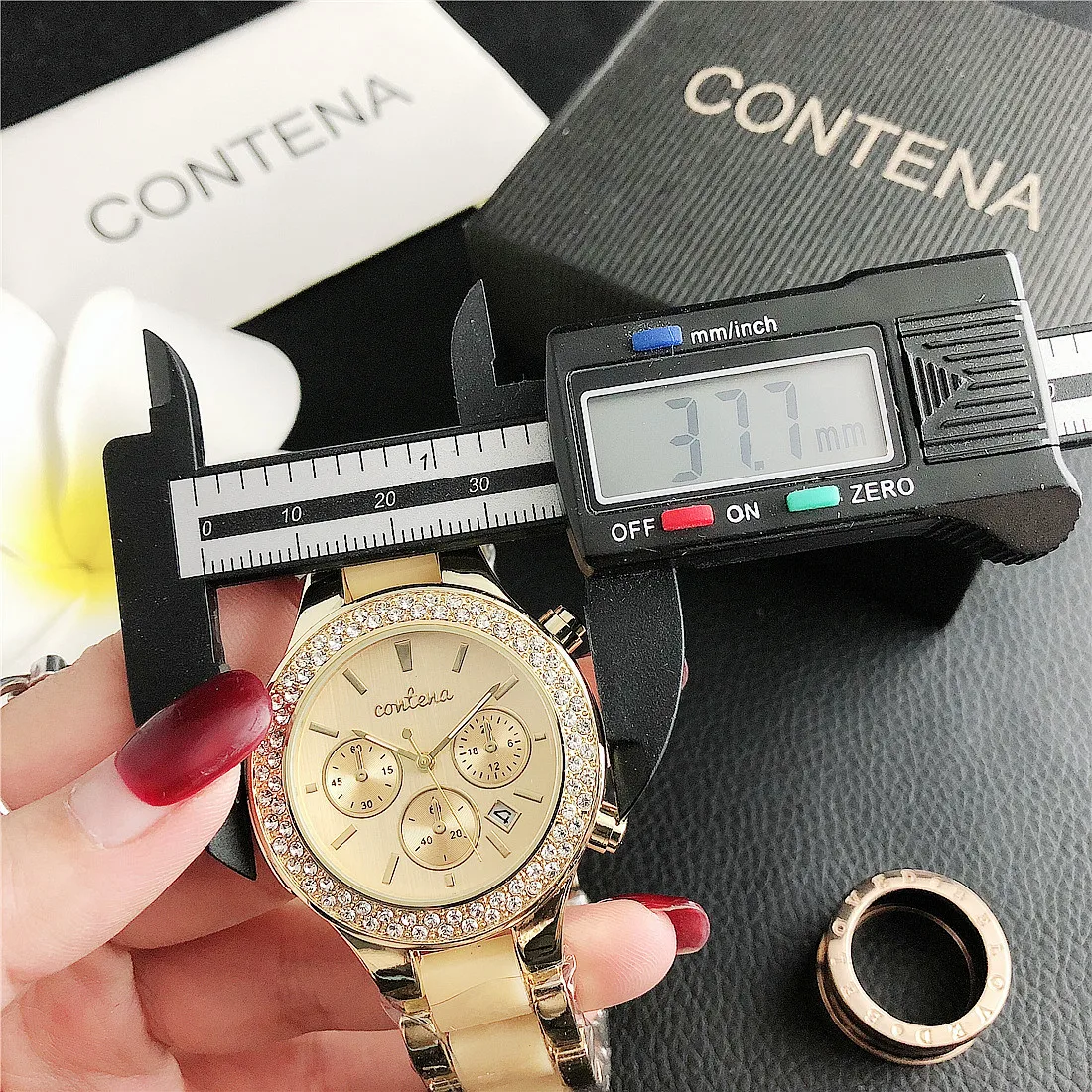Contena Brand Luxury Women's Watch Fashion Rhinestones Stainless Steel Quartz Watch Simple Elegant Ladies Watch Reloj Mujer
