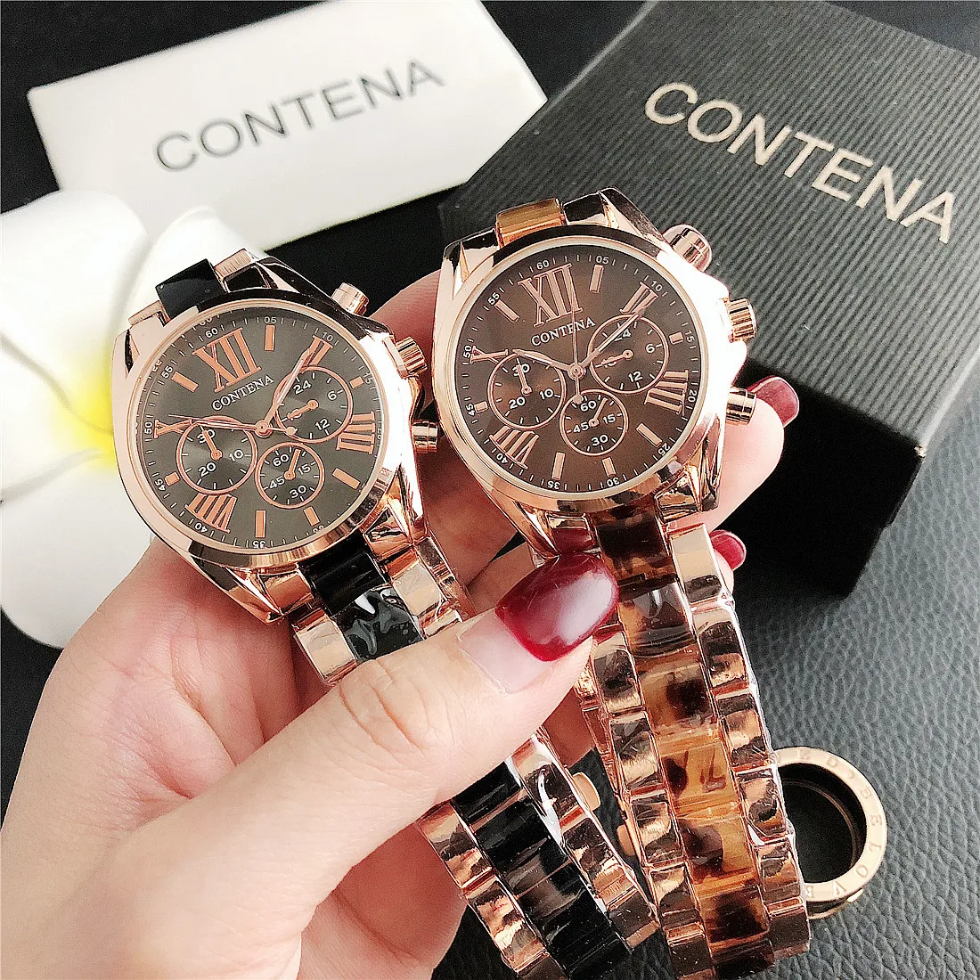 Contena Brand Luxury Women's Watch Fashion Rhinestones Stainless Steel Quartz Watch Simple Elegant Ladies Watch Reloj Mujer