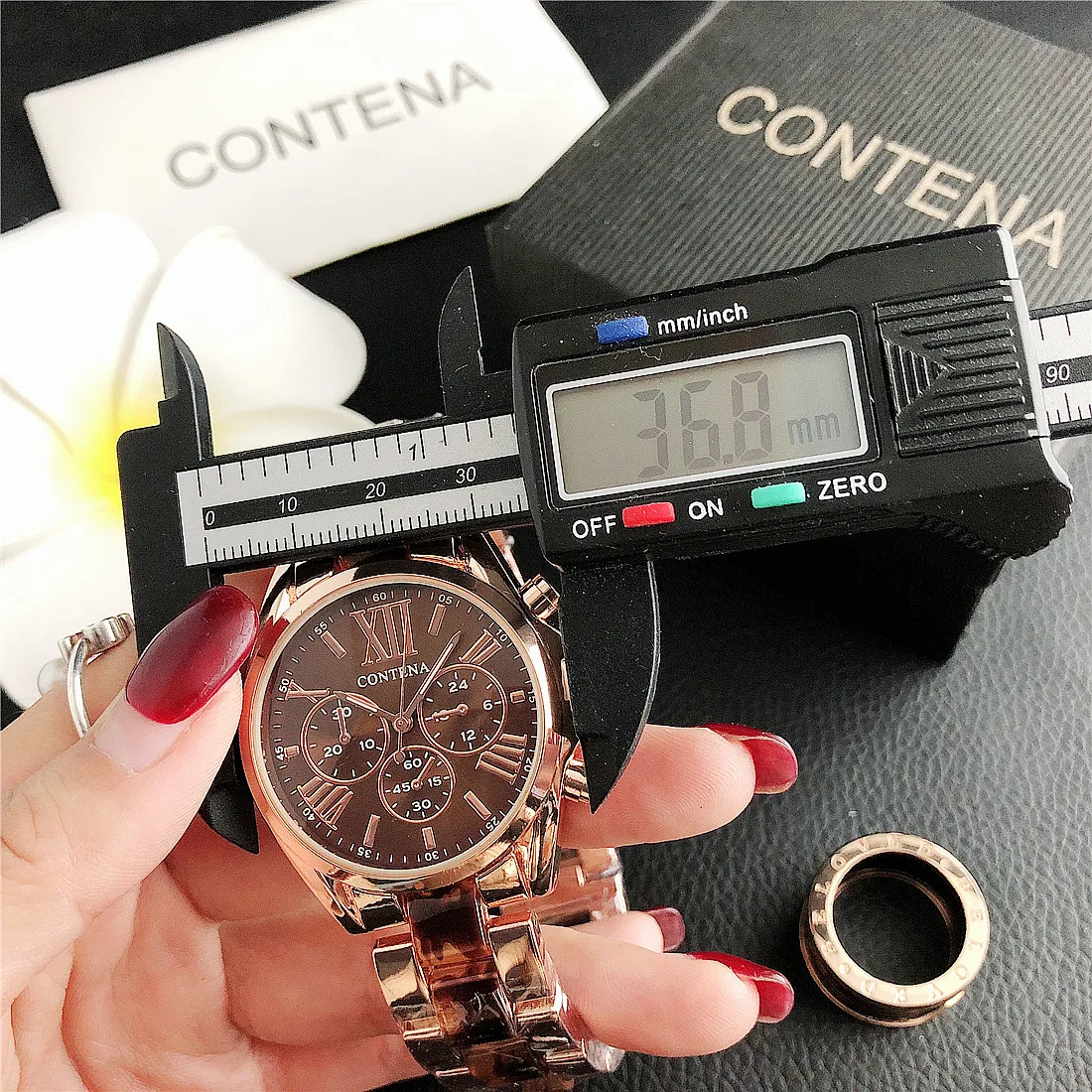 Contena Brand Luxury Women's Watch Fashion Rhinestones Stainless Steel Quartz Watch Simple Elegant Ladies Watch Reloj Mujer