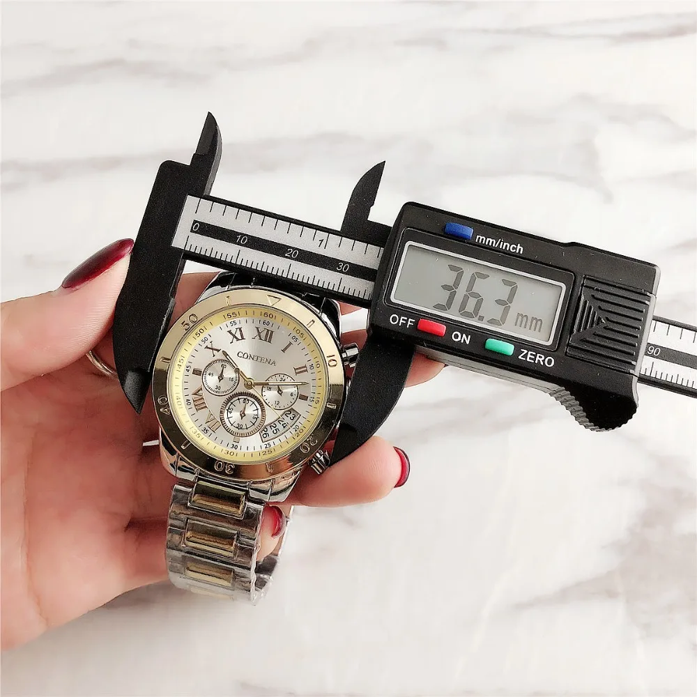 Contena Brand Luxury Women's Watch Fashion Rhinestones Stainless Steel Quartz Watch Simple Elegant Ladies Watch Reloj Mujer