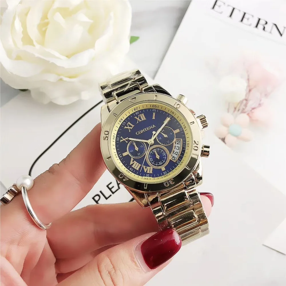 Contena Brand Luxury Women's Watch Fashion Rhinestones Stainless Steel Quartz Watch Simple Elegant Ladies Watch Reloj Mujer