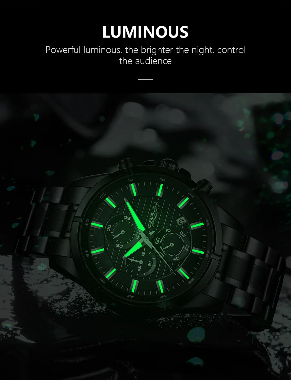 CRRJU Men Watch Full Steel Top Brand Luxury Sports Quartz Watch Men Waterproof Luminous Auto Date Wristwatch Relogio Masculino